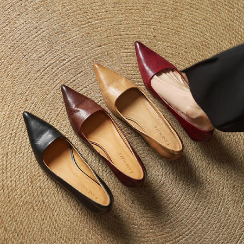 Sera Leather Heels | Leather Blend, Elegant 4.5 cm Kitten Heel