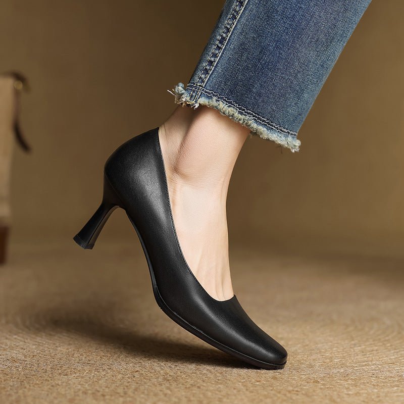 Elviera | Square Leather Heels
