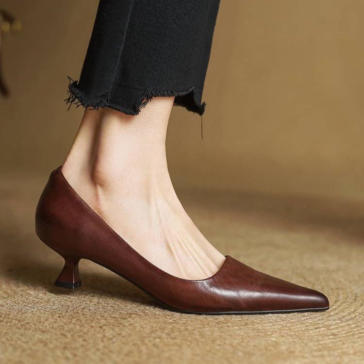 Sera Leather Heels | Leather Blend, Elegant 4.5 cm Kitten Heel