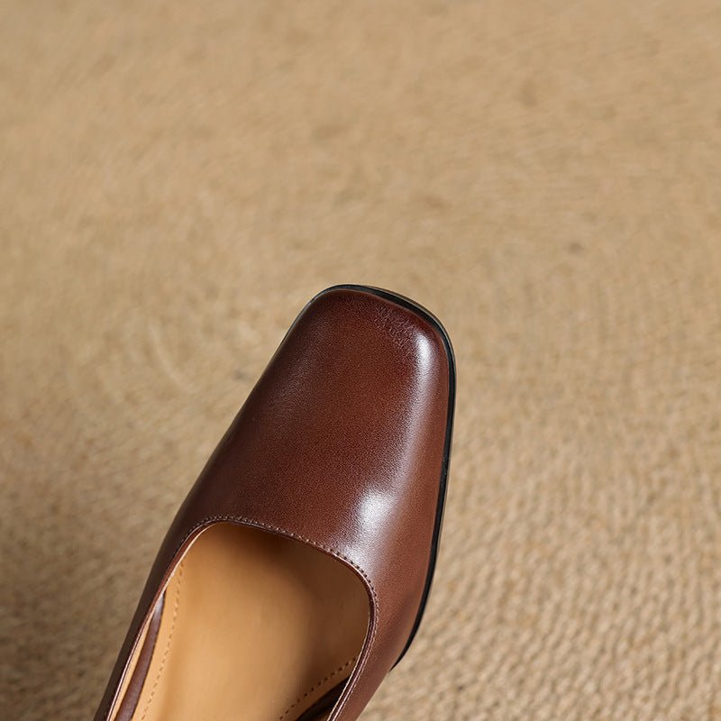 Elviera | Square Leather Heels