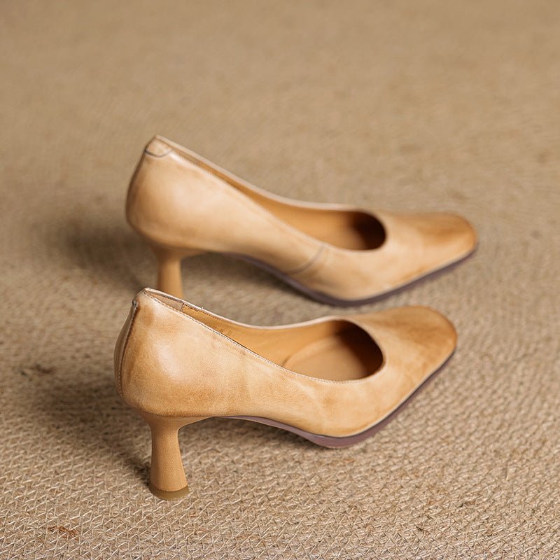 Elviera | Square Leather Heels