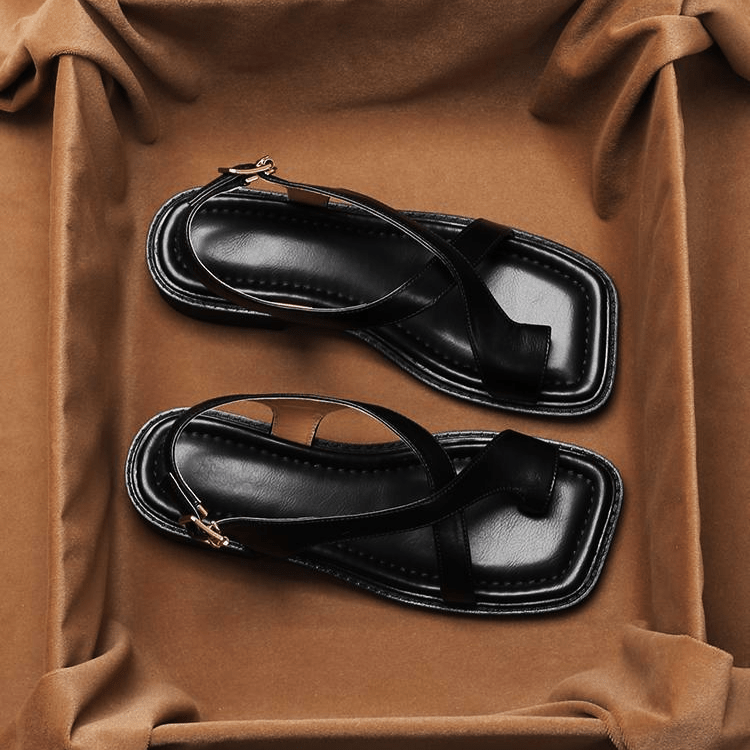 Ivy Cross Sandals | Leather Blend, Orthopedic Cushioned Footbed