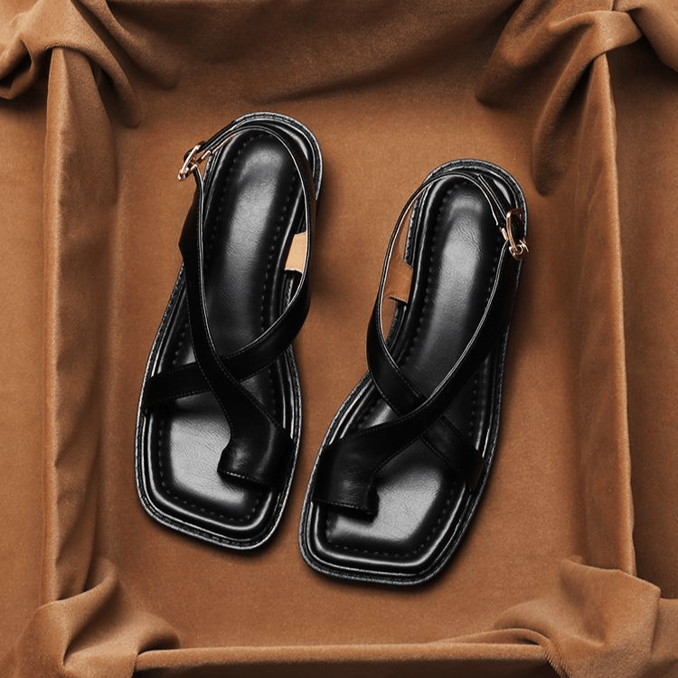 Ivy Cross Sandals | Leather Blend, Orthopedic Cushioned Footbed