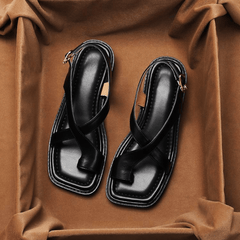 Ivy Cross Sandals | Leather Blend, Orthopedic Cushioned Footbed