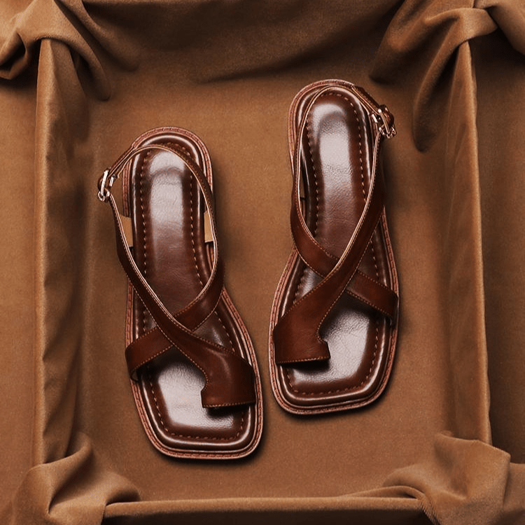 Ivy Cross Sandals | Leather Blend, Orthopedic Cushioned Footbed