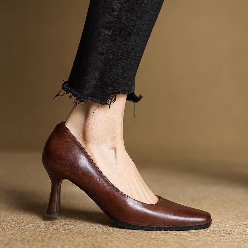 Elviera | Square Leather Heels