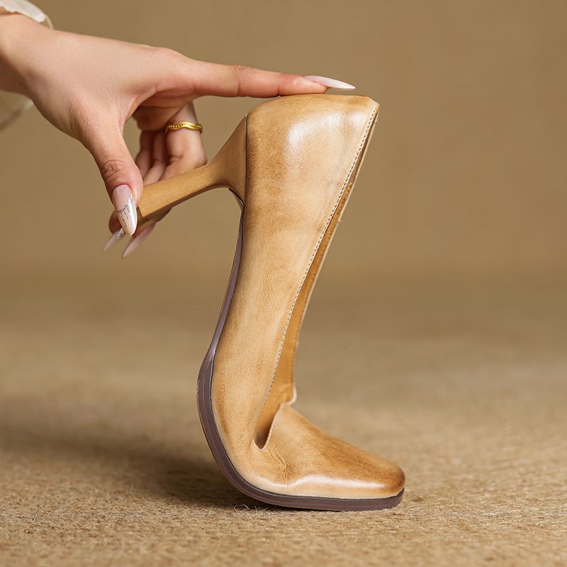 Elviera | Square Leather Heels