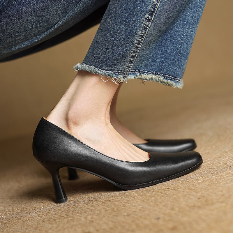 Elviera | Square Leather Heels