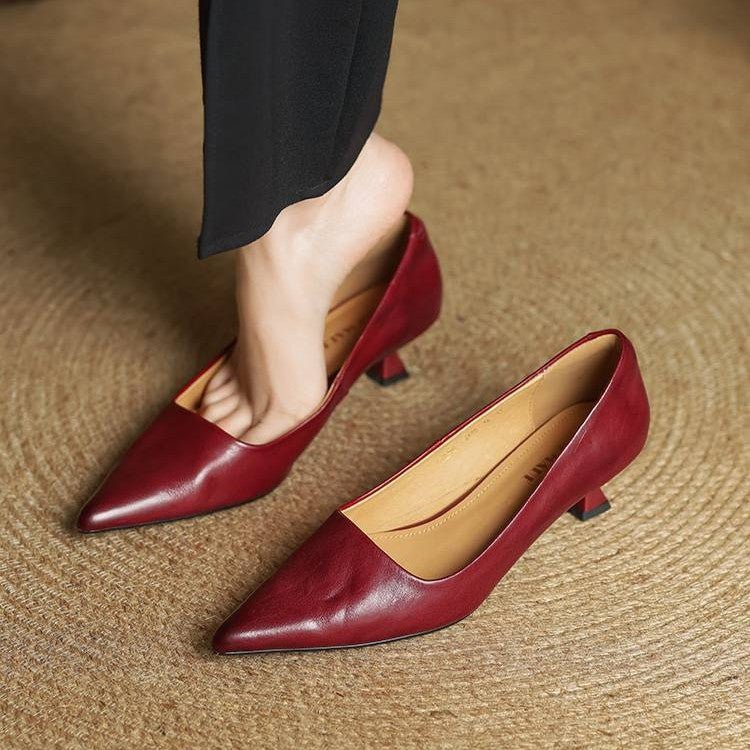 Sera Leather Heels | Leather Blend, Elegant 4.5 cm Kitten Heel
