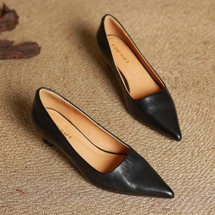 Sera Leather Heels | Leather Blend, Elegant 4.5 cm Kitten Heel