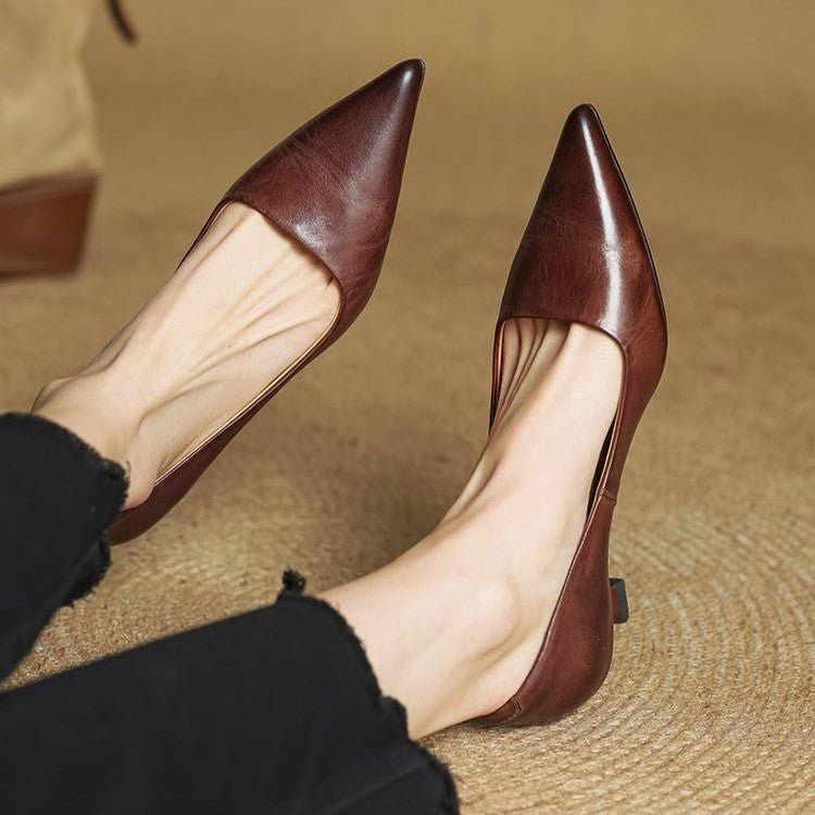 Sera Leather Heels | Leather Blend, Elegant 4.5 cm Kitten Heel