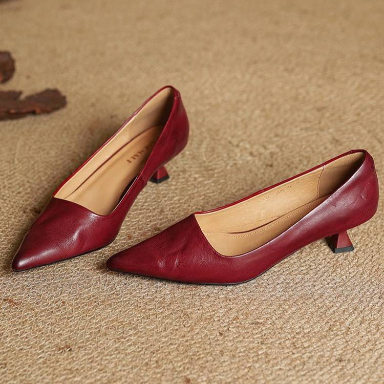 Sera Leather Heels | Leather Blend, Elegant 4.5 cm Kitten Heel