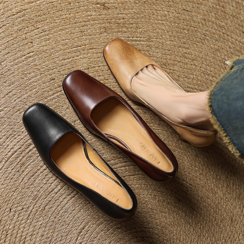 Elviera | Square Leather Heels