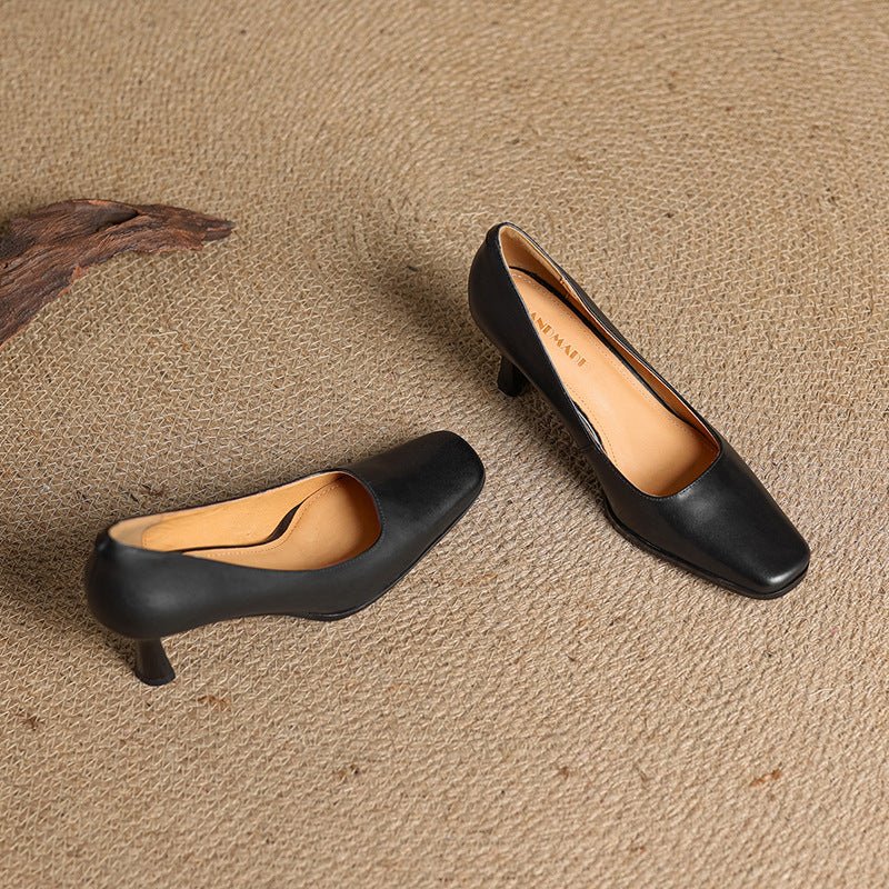 Elviera | Square Leather Heels