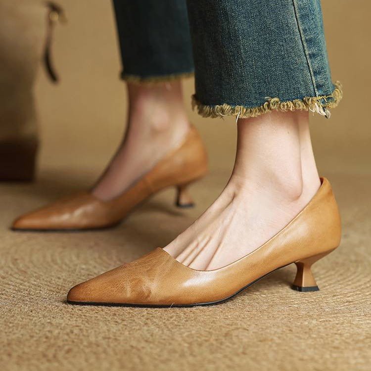Sera Leather Heels | Leather Blend, Elegant 4.5 cm Kitten Heel