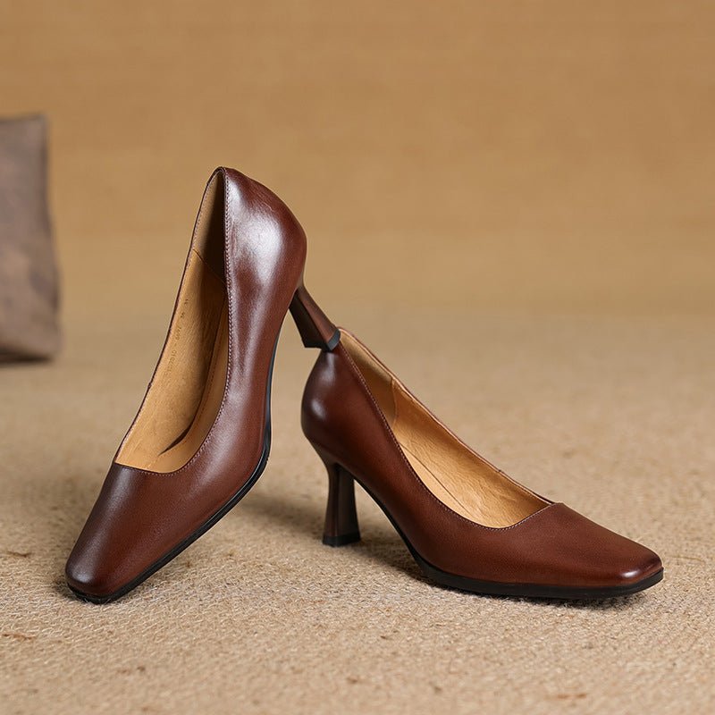 Elviera | Square Leather Heels
