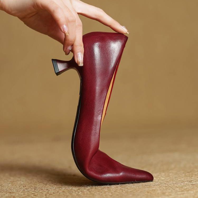 Sera Leather Heels | Leather Blend, Elegant 4.5 cm Kitten Heel