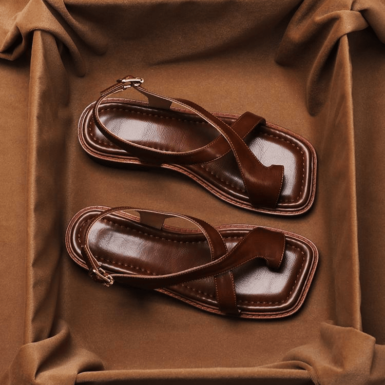 Ivy Cross Sandals | Leather Blend, Orthopedic Cushioned Footbed