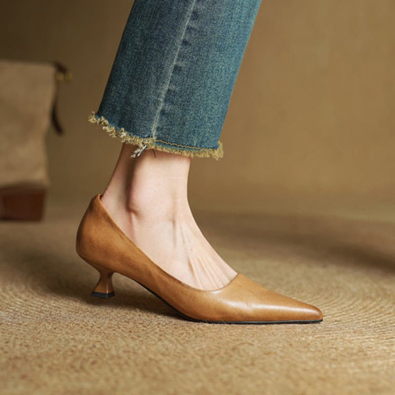 Sera Leather Heels | Leather Blend, Elegant 4.5 cm Kitten Heel