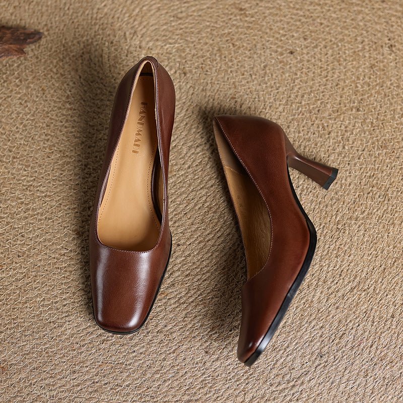Elviera | Square Leather Heels