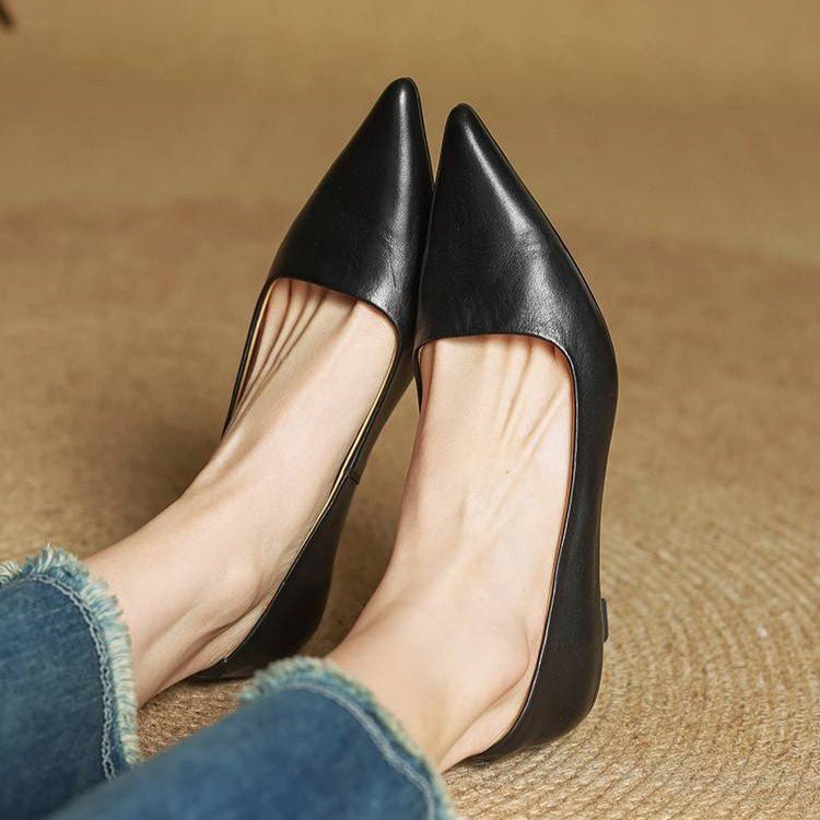 Sera Leather Heels | Leather Blend, Elegant 4.5 cm Kitten Heel