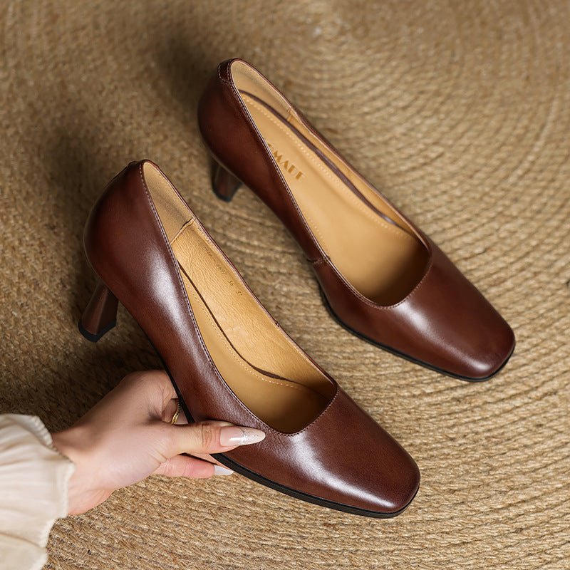 Elviera | Square Leather Heels