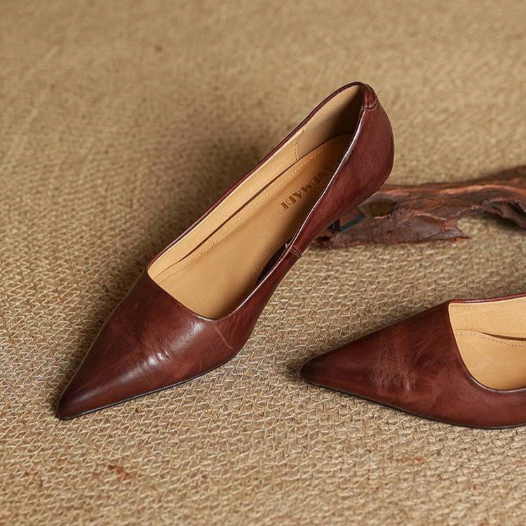 Sera Leather Heels | Leather Blend, Elegant 4.5 cm Kitten Heel