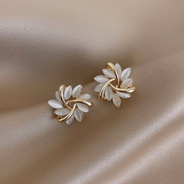 Breeze Opal Earrings | Elegant Floral Design