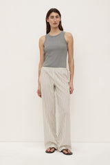 Riva Stripe Pants | Low-Rise Cotton, Elastic Waistband