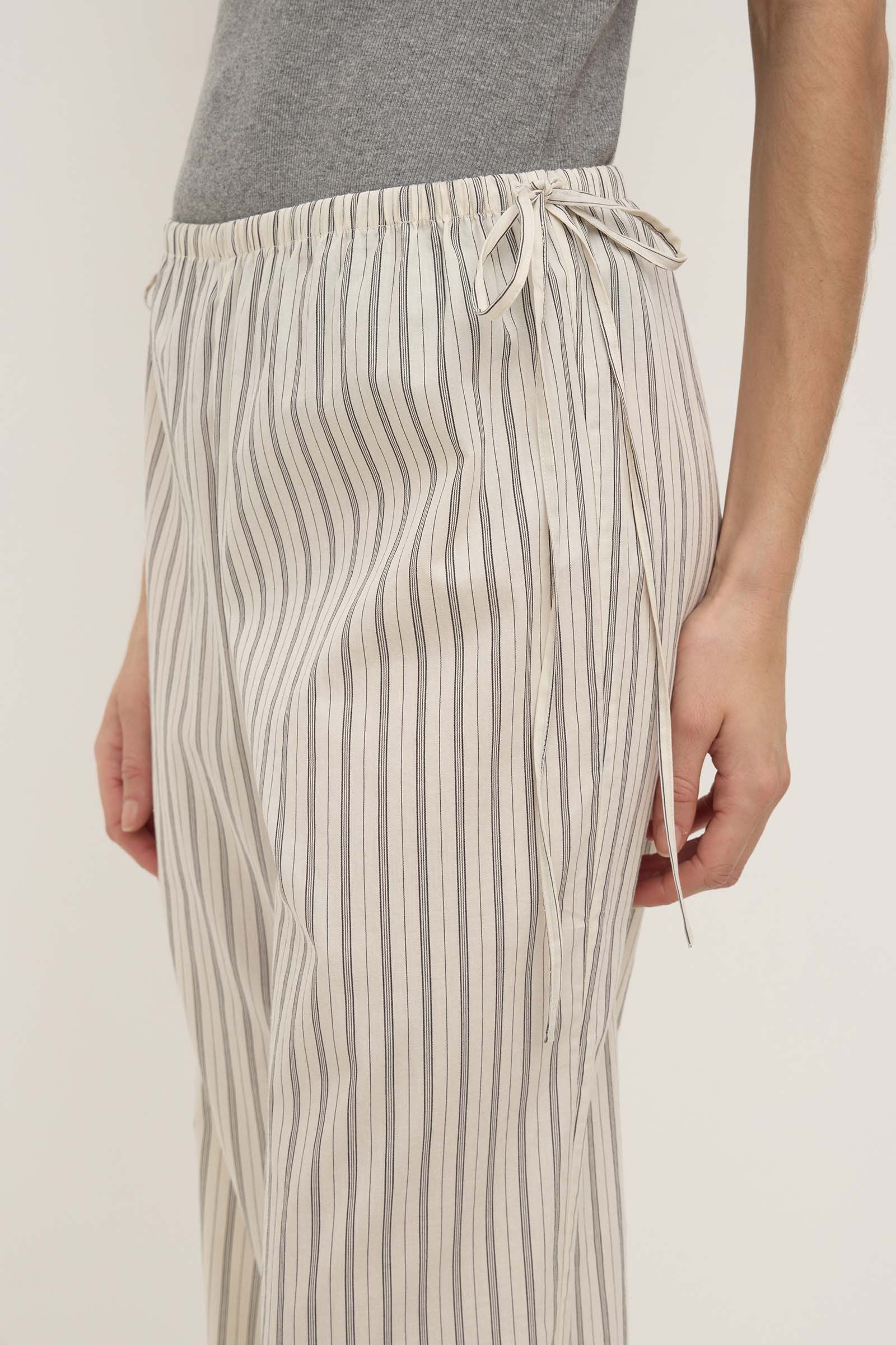 Riva Stripe Pants | Low-Rise Cotton, Elastic Waistband