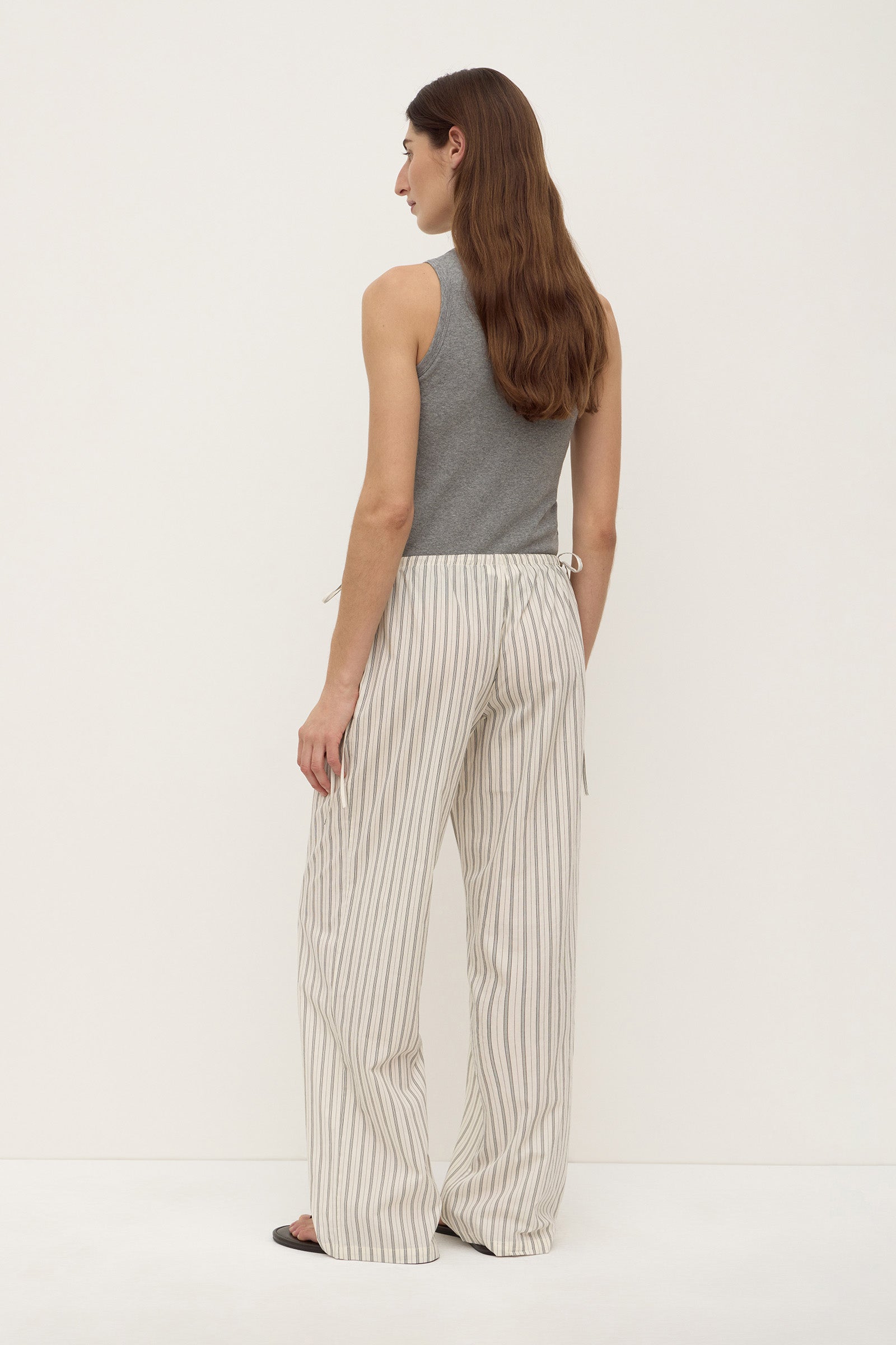 Riva Stripe Pants | Low-Rise Cotton, Elastic Waistband