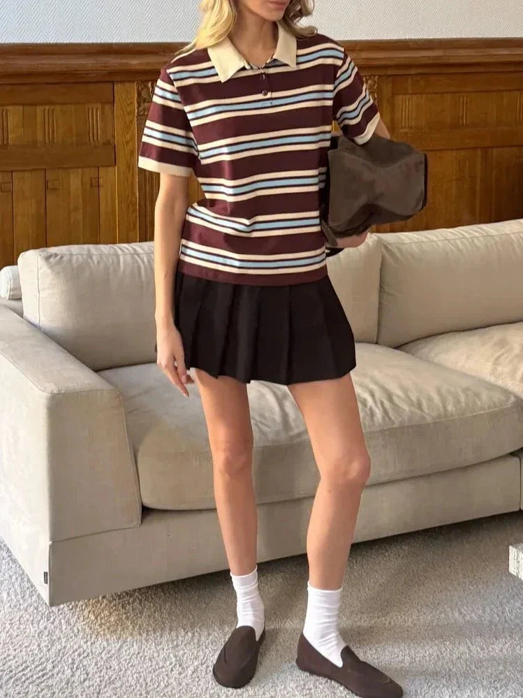 Noelle | Stripe Polo Tee