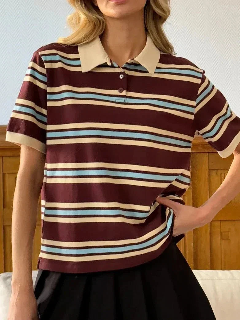 Noelle | Stripe Polo Tee
