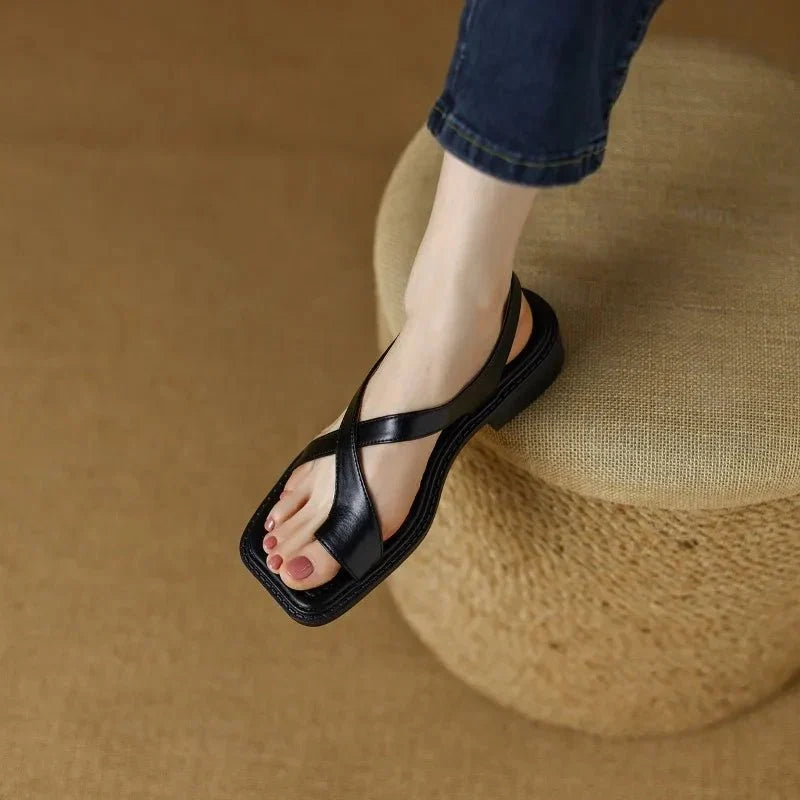 Ivy Cross Sandals | Leather Blend, Orthopedic Cushioned Footbed