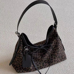 Leopard Print Shoulder Bag | Soft Suede-Look Finish