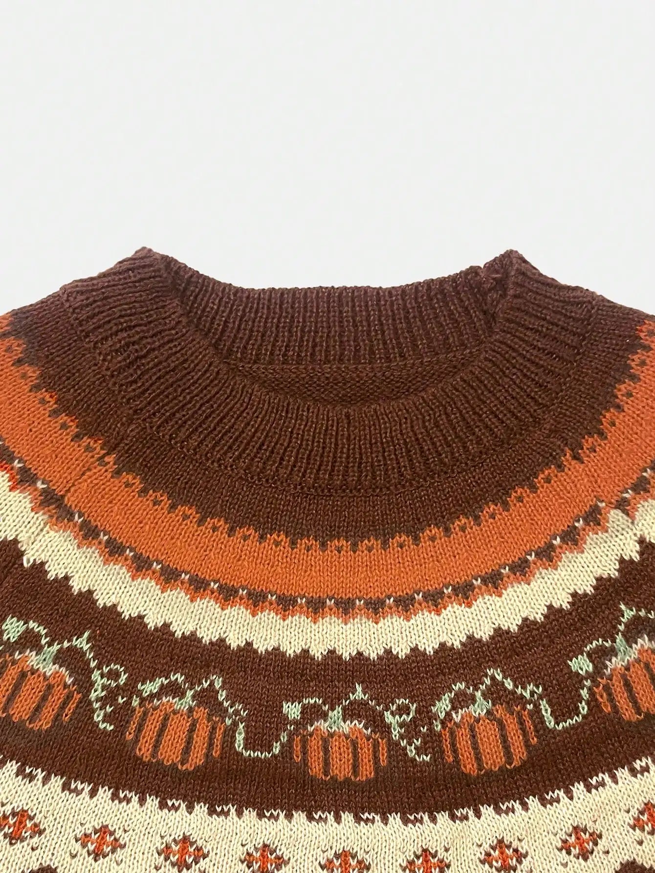 Pumkin Sweater | Jacquard Woolen Pullover