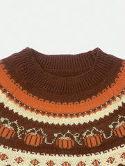 Pumkin Sweater | Jacquard Woolen Pullover