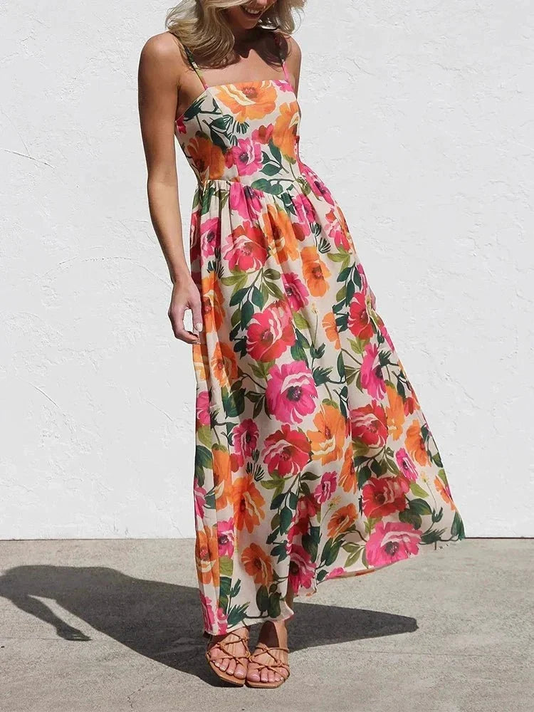 Isadora | Floral Backless Slip Maxi Dress