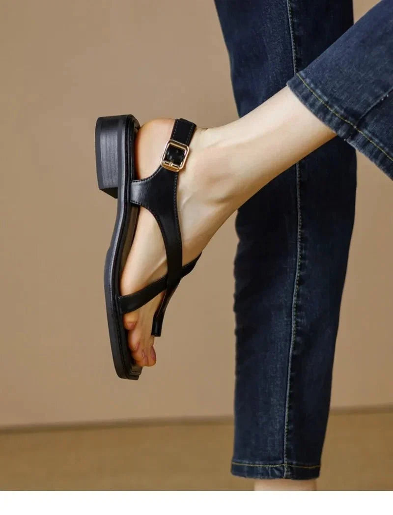 Ivy Cross Sandals | Leather Blend, Orthopedic Cushioned Footbed