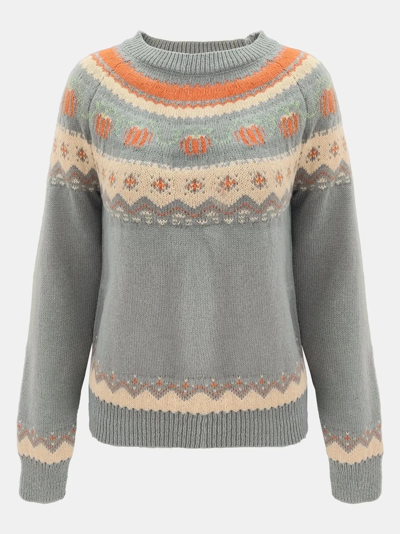 Pumkin Sweater | Jacquard Woolen Pullover