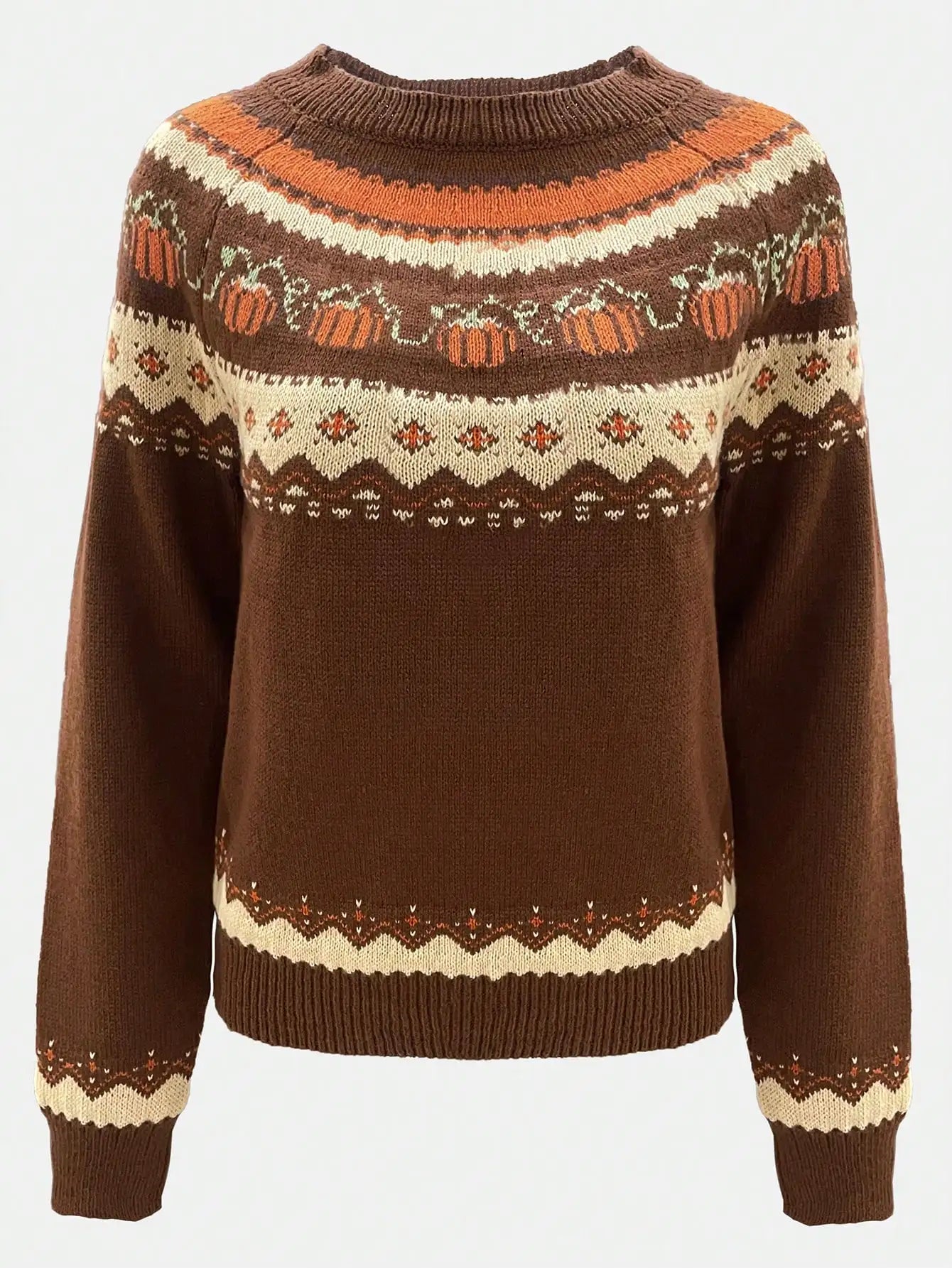 Pumkin Sweater | Jacquard Woolen Pullover