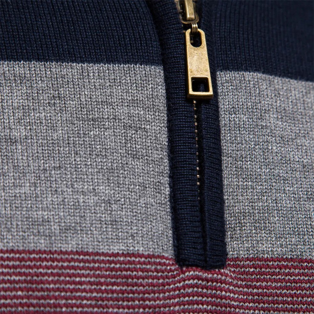 Quest Quarter-Zip Sweater | Striped Cotton Blend, Relaxed Fit