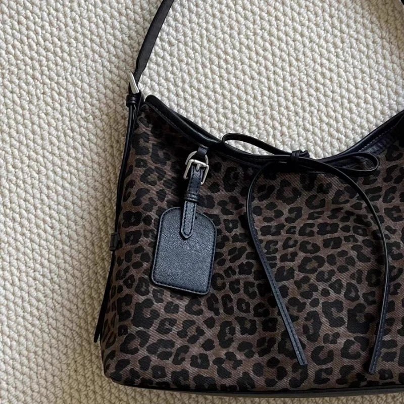 Leopard Print Shoulder Bag | Soft Suede-Look Finish