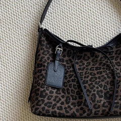 Leopard Print Shoulder Bag | Soft Suede-Look Finish
