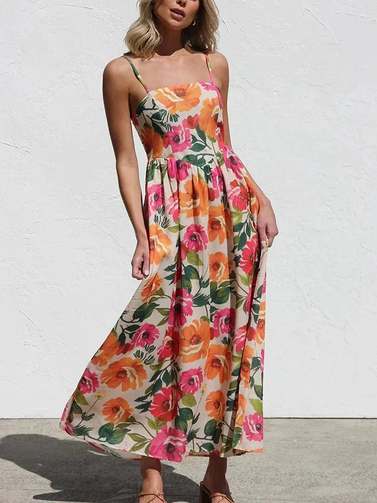 Isadora | Floral Backless Slip Maxi Dress