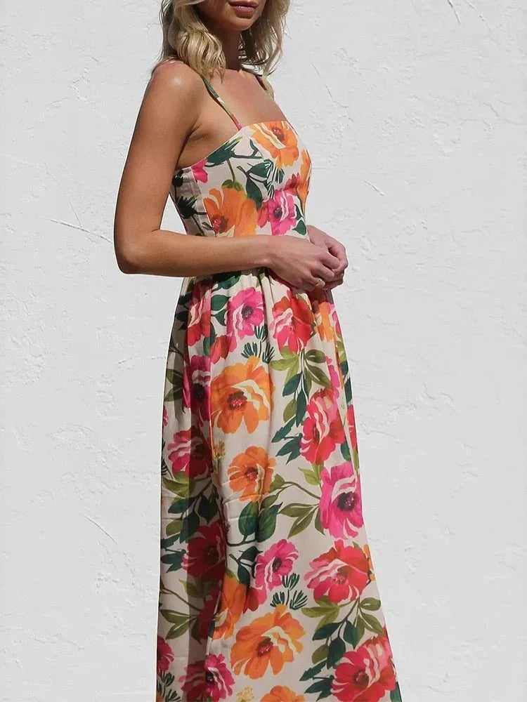 Isadora | Floral Backless Slip Maxi Dress