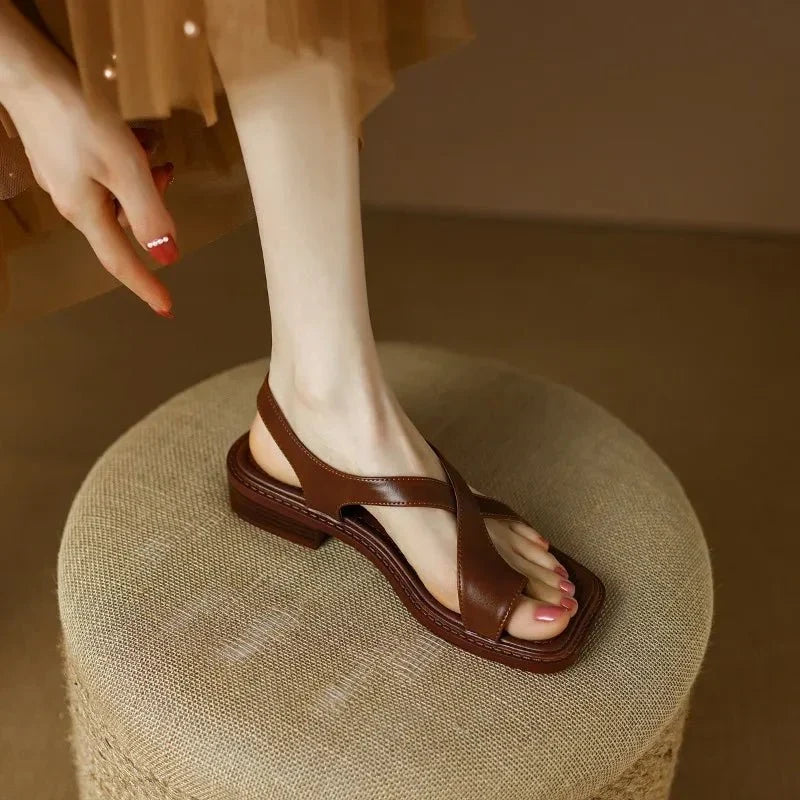 Ivy Cross Sandals | Leather Blend, Orthopedic Cushioned Footbed