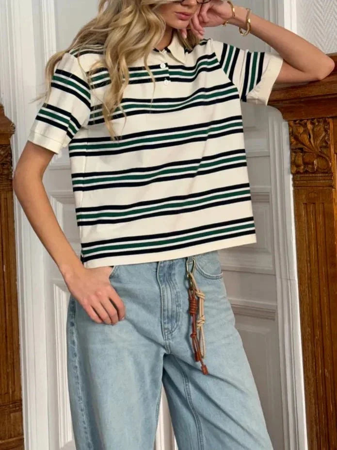 Noelle | Stripe Polo Tee