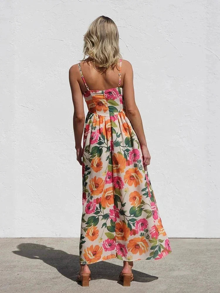 Isadora | Floral Backless Slip Maxi Dress
