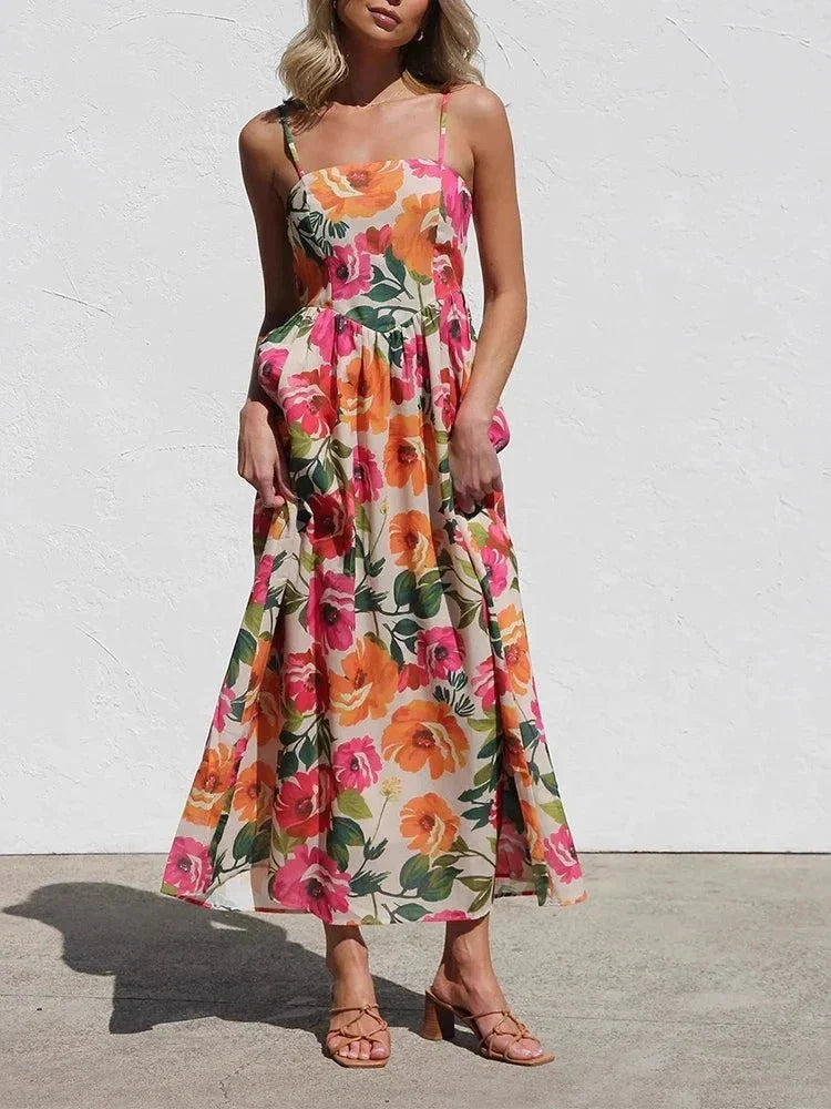 Isadora | Floral Backless Slip Maxi Dress